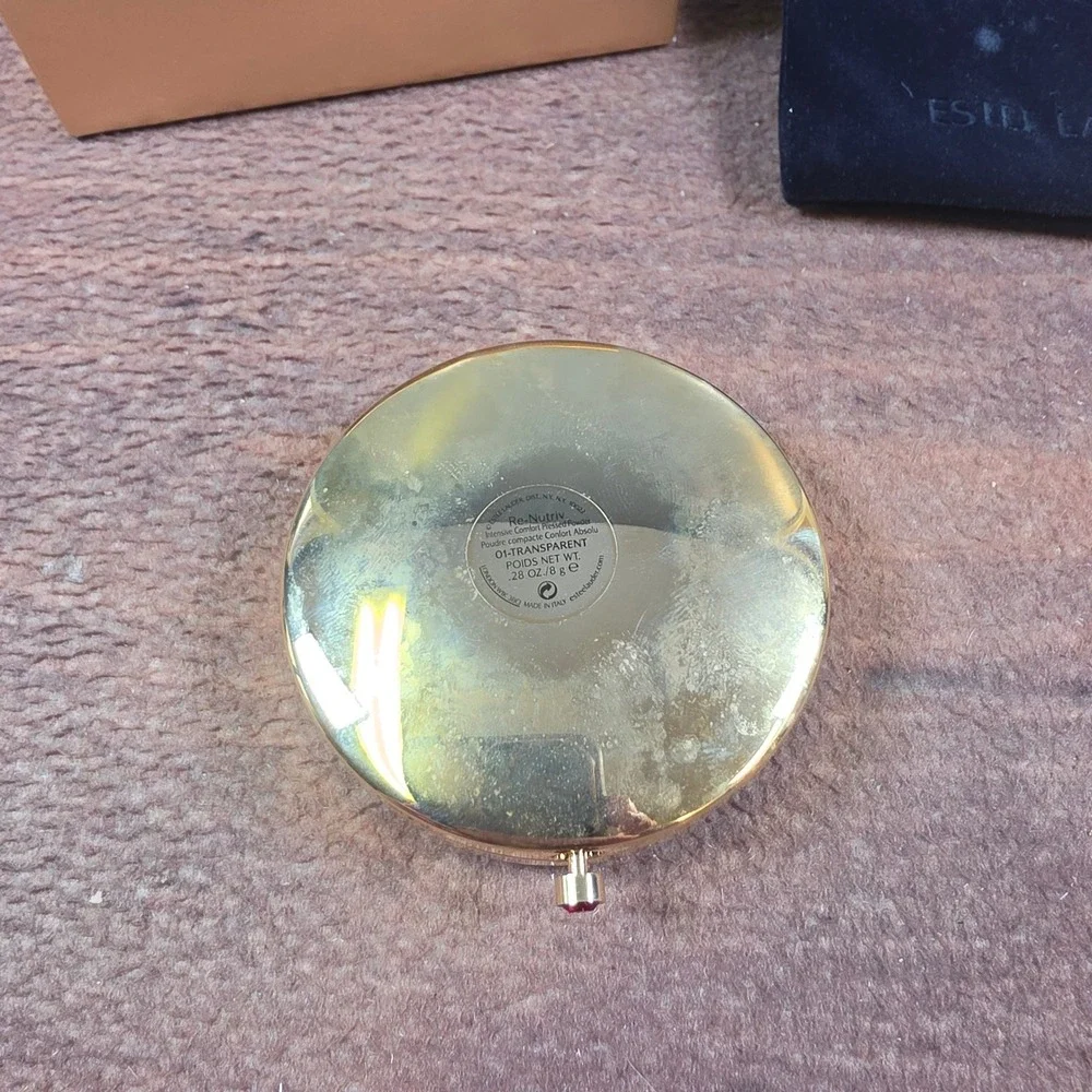 Estee Lauder Re-Nutriv Powder Compact Womens OS Gold Good Crystal Ruby Red Jewel